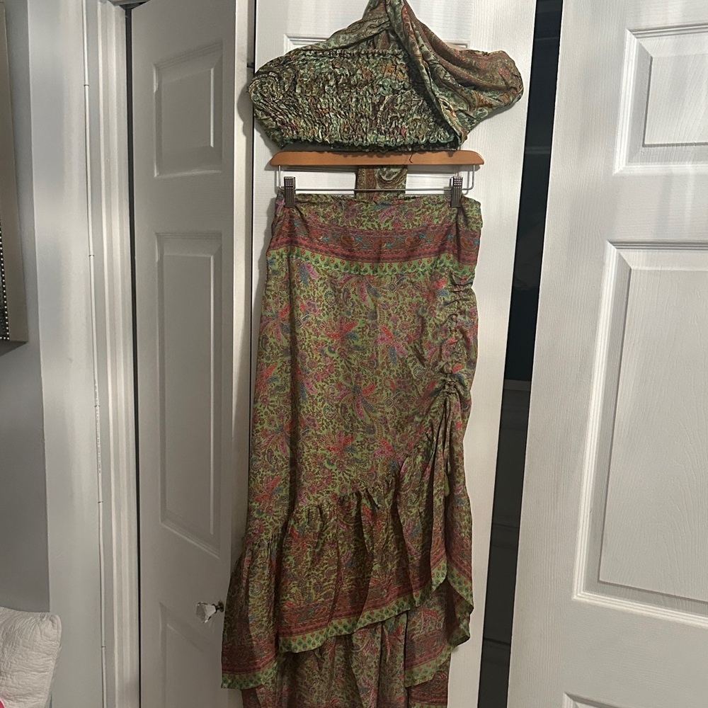 Floral Green and Pink Women's Skirt